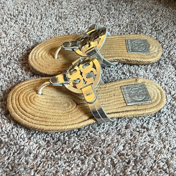 Tory Birch silver espadrille Miller sandals - Picture 15 of 16